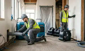 Structural drying for water damage in Frisco, TX home, removing moisture from walls and framing